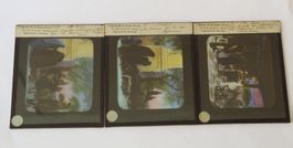 3 antike Glasnegative Fotoplatten koloriert Heilige Cäcilia