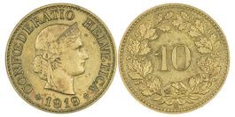 10 Rappen von 1919 Messing (unzirkuliert)