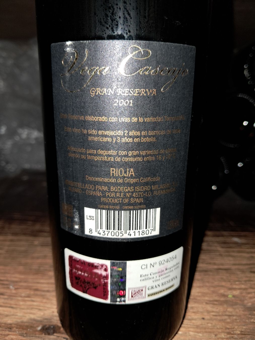 Rioja Vino: Vega Cascado rioja Gran Reserva 2001 – Nuovo e nell'imballaggio originale da Le locle venduto da juliensaran 3