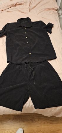 Herren Hemd und Shorts Set schwarz Grösse L