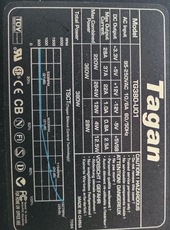 Tagan TG380-U01 – 380 W PC-Netzteil (Gebraucht) in Bellinzona für CHF 5 ...