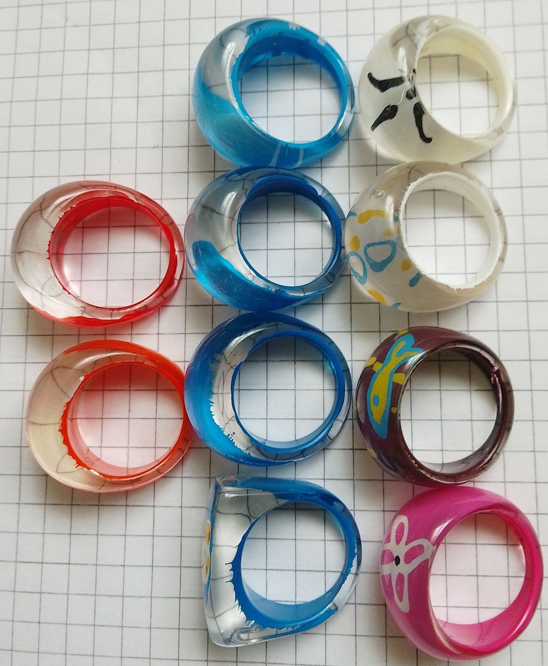 Ringe: Ring Set 10 Stück Vintage Lucite Art, Acryl oder so. Schmuck – Gebraucht aus Wohlen AG von salamanderspielwaren 5