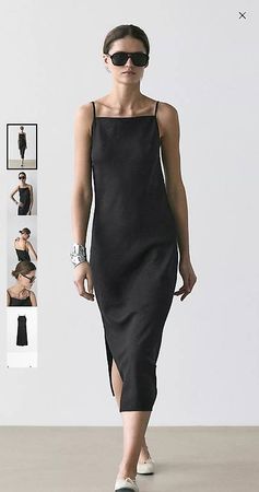 Massimo Dutti schwarzes Kleid Leinen S