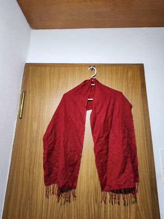 Écharpe Pashmina soie rouge faite main au Népal ( défauts)