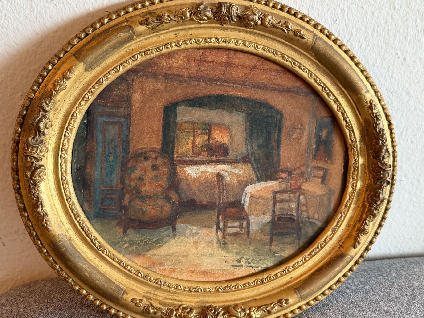 Dipinti: A. Weber - Gemütliche Innenszene - Einzigartig – Usato da Basel venduto da PAUL_ART 1