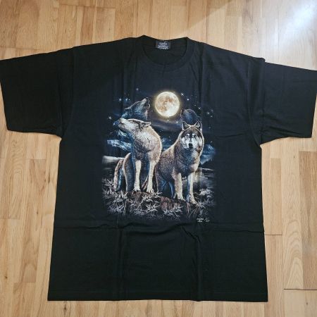 T-Shirt mit Wolfsmotiv Schwarz Grösse XXL neu