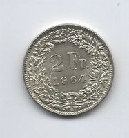 1964, CHF 2.00 Münze