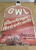 Emailleschild Blechschild Gaswerk Lörrach GWL Vintage