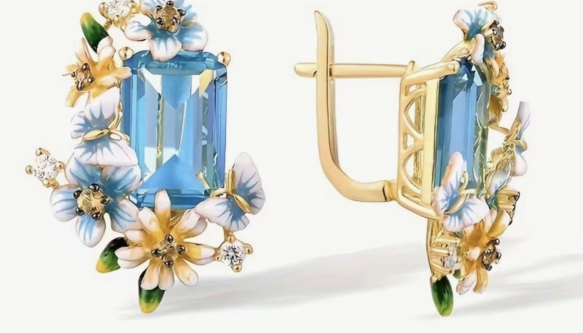 Orecchini pendenti & Orecchini a lobo: *Traumhafte Ohrringe mit blauem Stein und Blumen Dekor – Nuovo e nell'imballaggio originale da Saanen venduto da SoniaMichaela 4