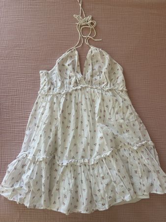 Weisses geblümeltes Sommerkleid, Grösse L