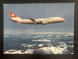Carte postale Swissair Boeing 747 avion vintage écrite