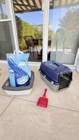 Katzenklo mit Streu, Transportbox und Schaufel gebraucht