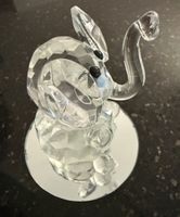 Glas Kristall Elefant auf Spiegel - Rarität!