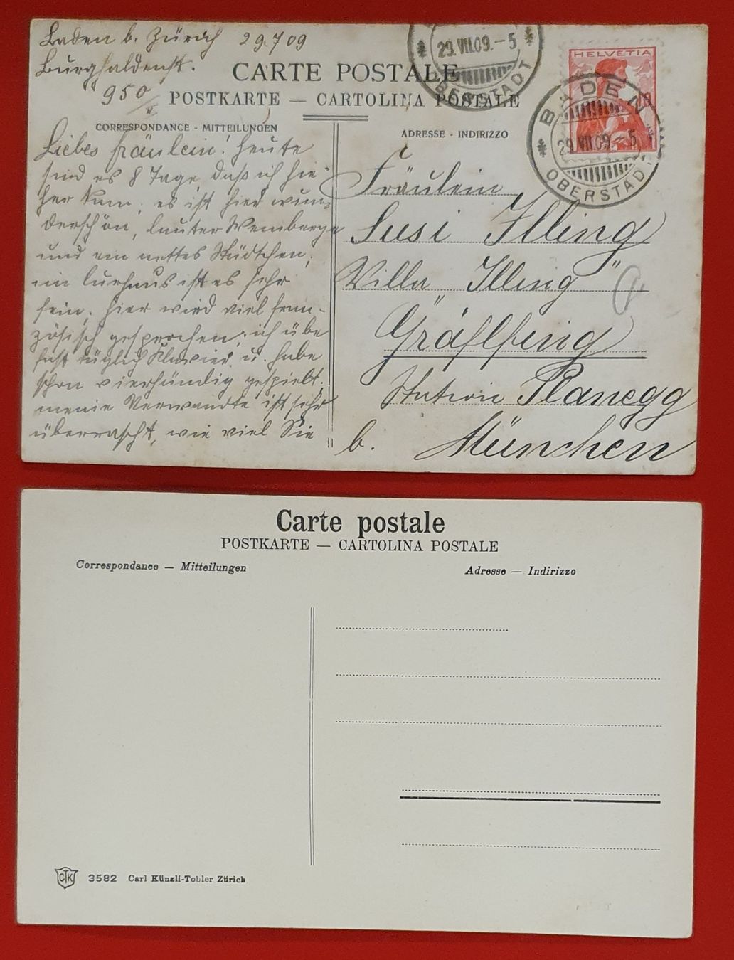 Cartoline postali: 2 Ansichtskarte von Baden 1909 – Usato da Kreuzlingen venduto da Rschweiz1 1