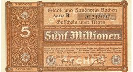 Aachen 5 Mil.Mark Serie B 20.07.1923 VZ+-VZ++