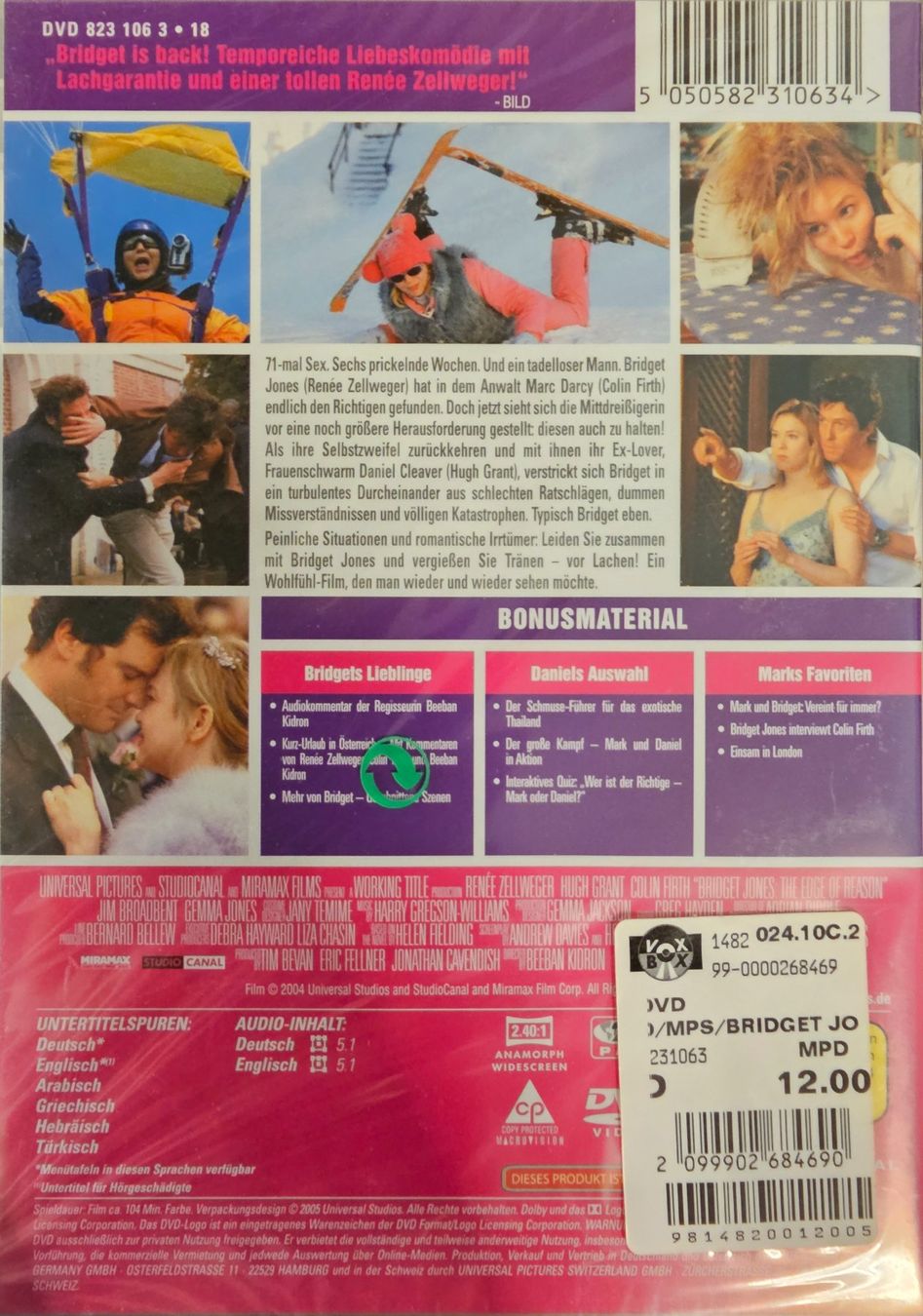 Tutti i DVDs: Bridget Jones - Am Rande des Wahnsinns – Nuovo e nell'imballaggio originale da Wahlen b. Laufen venduto da Cg10 1
