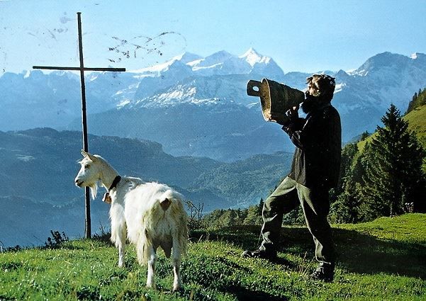 Cartoline postali: HASLIBERG Betruf - Senn mit Ziege – Usato da Jona venduto da philajona