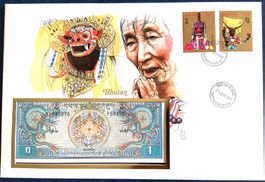 1986 Bhutan Banknoten Brief mit Serie Zeremonielle Masken