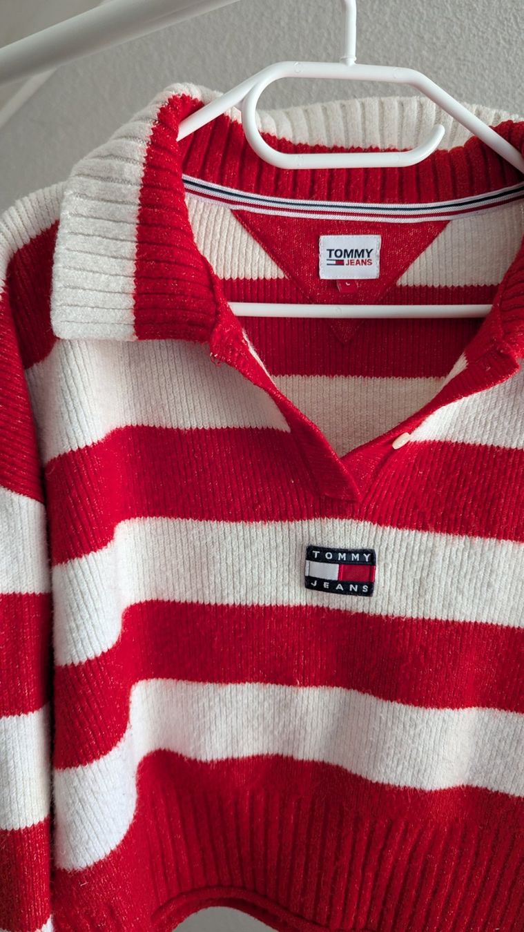Tommy Hilfiger Maglioni & Felpe: Crop Pullover Tommy Hilfiger Gr. L rot weiss gestreift – Usato da Belp venduto da Sunny132 3