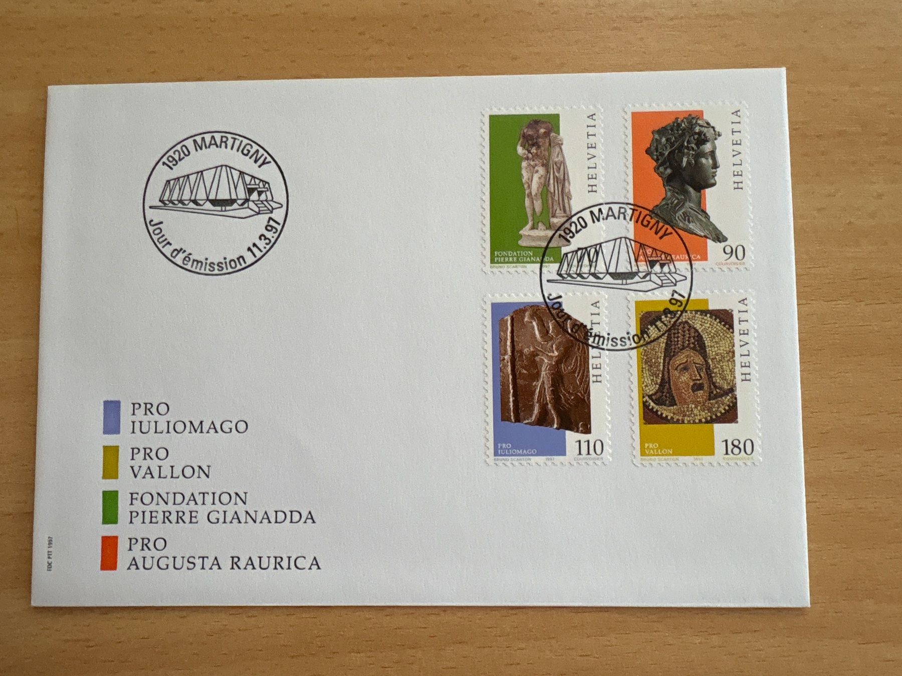Tutti i francobolli: Ersttagsbrief Martigny 11.3.1997 Pro Juliomago – Usato da Ibach venduto da lisch3