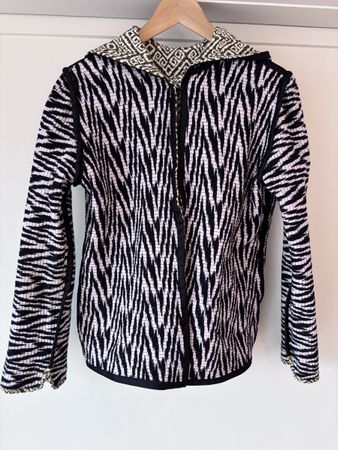 Reversible hooded jacket, geometric pattern, size S/M