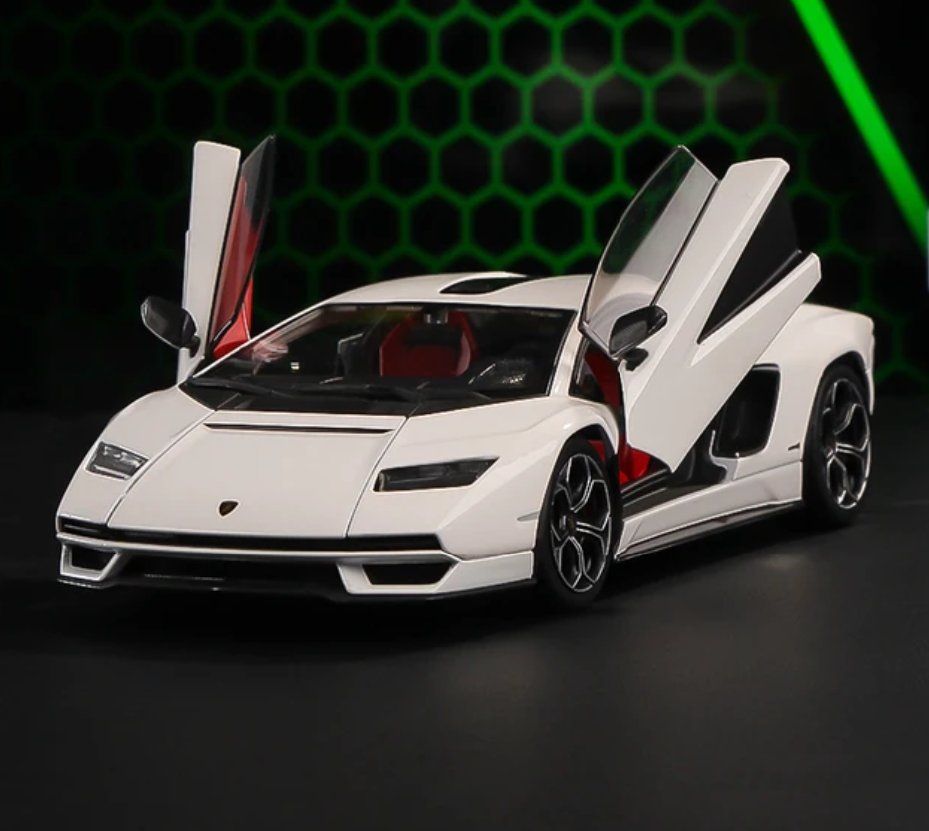 Lamborghini Modellautos: Lamborghini Countach Modellauto 1/24 (Weiss) – Neu und originalverpackt aus Ettingen von SwissHellcat