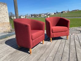 2 Stoff Sessel Lourini rot - Lounge Cocktailsessel