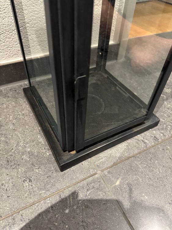 Schwarze Laterne für Blockkerze drinnen/draußen IKEA Borby 2