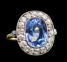 Art Deco Antiker Saphir Diamant Ring 14ct Gold Zertifikat✨