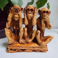 Drei Affen - Figur, nichts sehen, hören, sagen, Rarität!