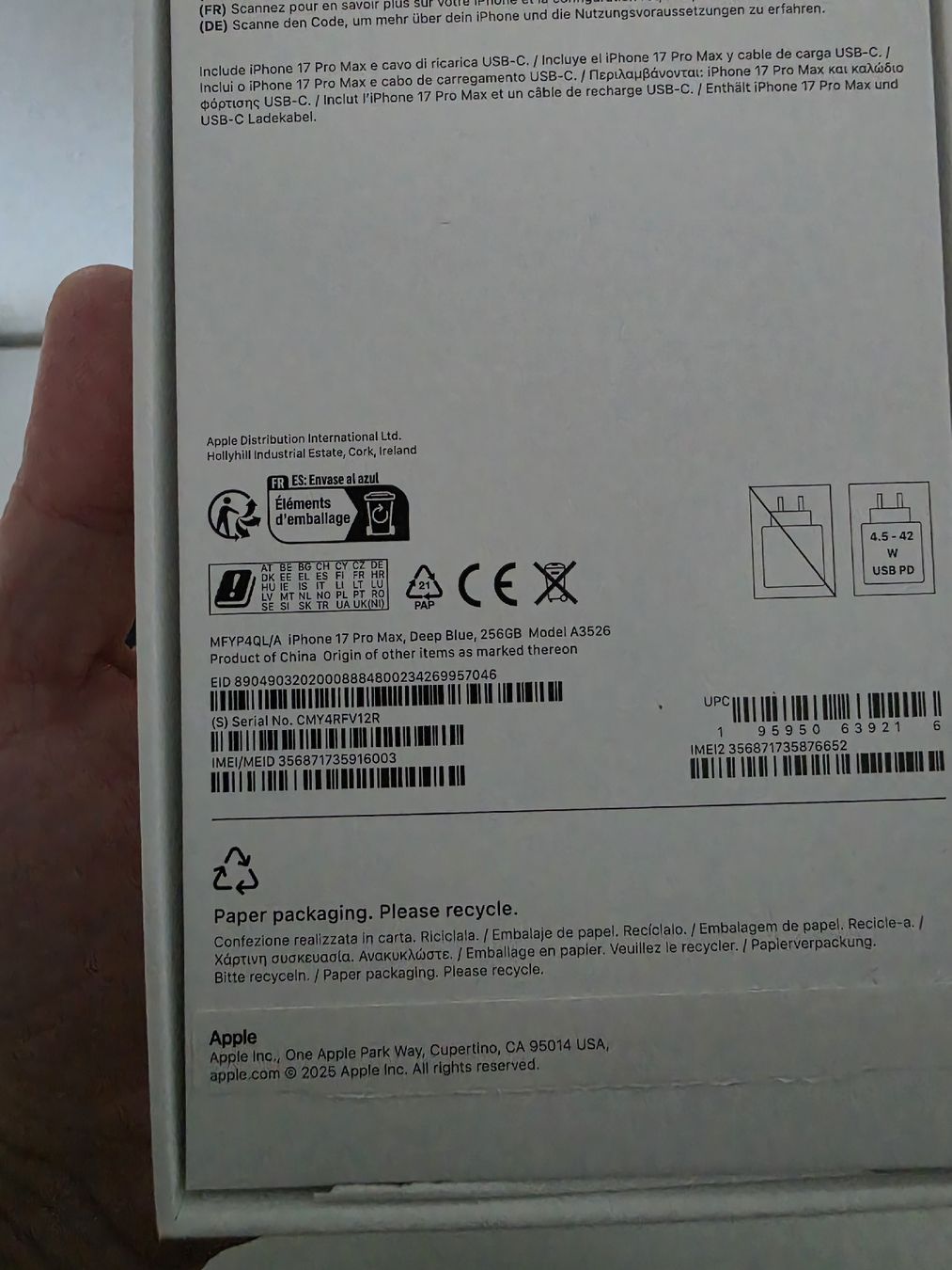 Apple Telefoni cellulari / Smartphones: Iphone 17 Pro MAX 256 GB – Nuovo (secondo la descrizione) da Greifensee venduto da qen_p9zj 6
