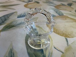Miniatur Glas Korb mit Henkel, Puppenstube oder Setzkasten