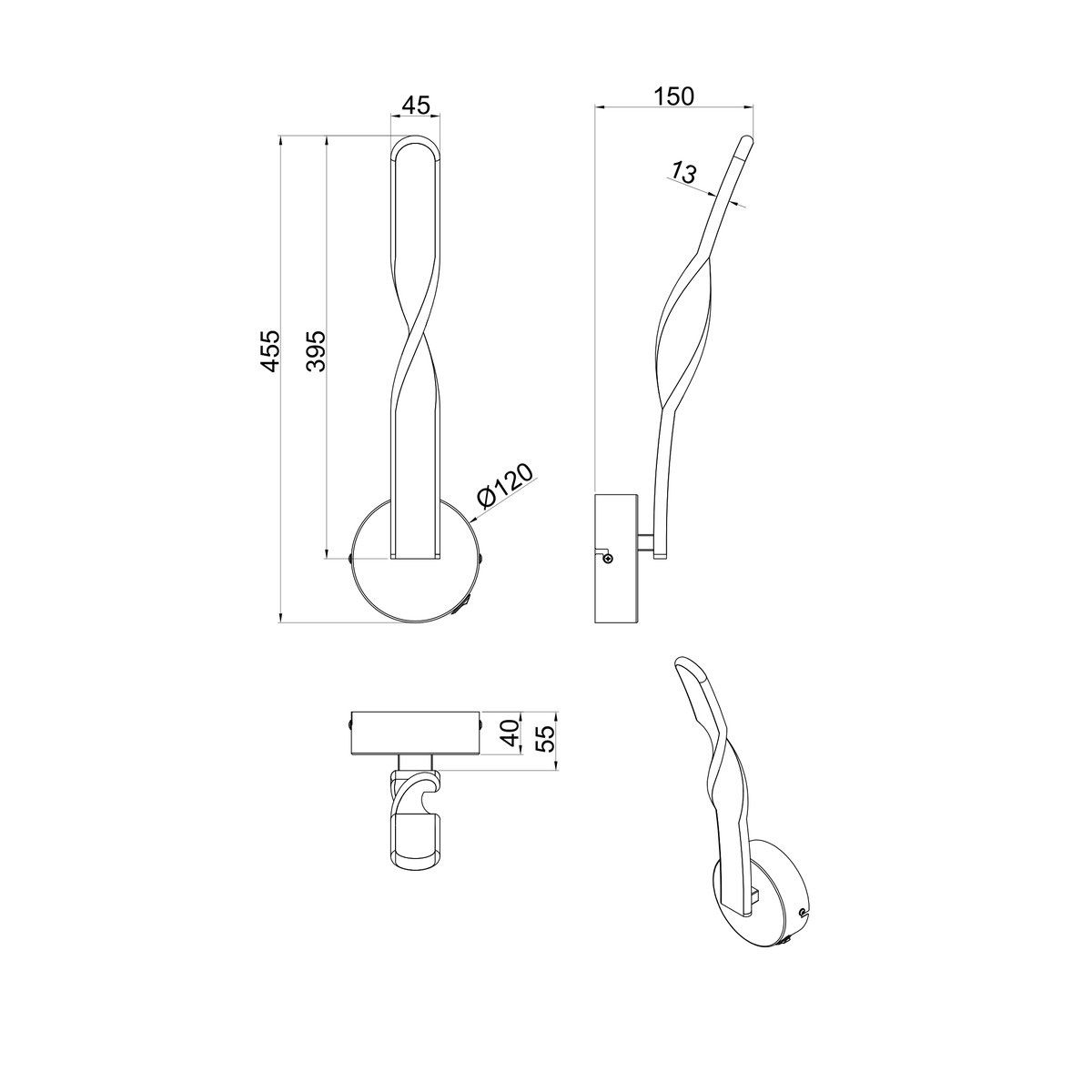 Lampade: LED Wandleuchte, Schalter, 46 cm Höhe – Nuovo (secondo la descrizione) da Kreuzlingen venduto da Smart-Light 9