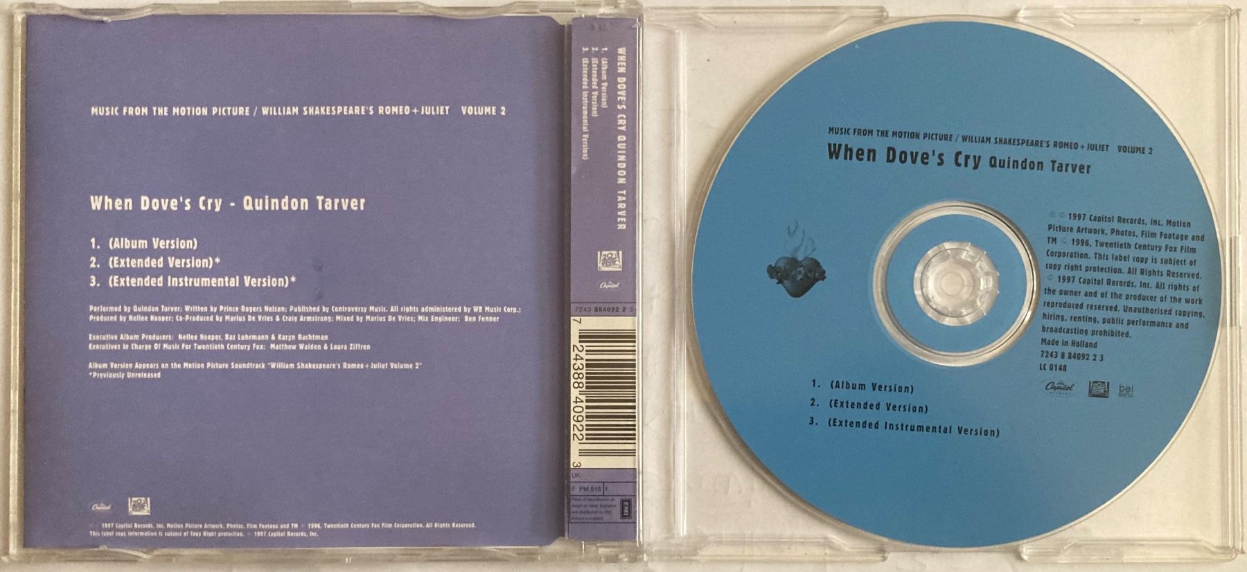 CD: QUINDON TARVER - WHEN DOVE'S CRY – Usato da Poliez-Pittet venduto da Newtown-Records 1