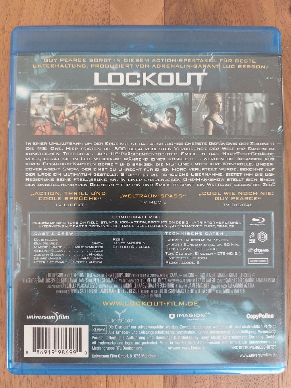Tutti i DVDs: Blu Ray - Lockout mit Guy Pierce – Usato da Rheinfelden venduto da FilmAuktion 1