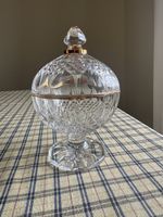 Edle Kristall Bonbonniere mit Goldrand Vintage