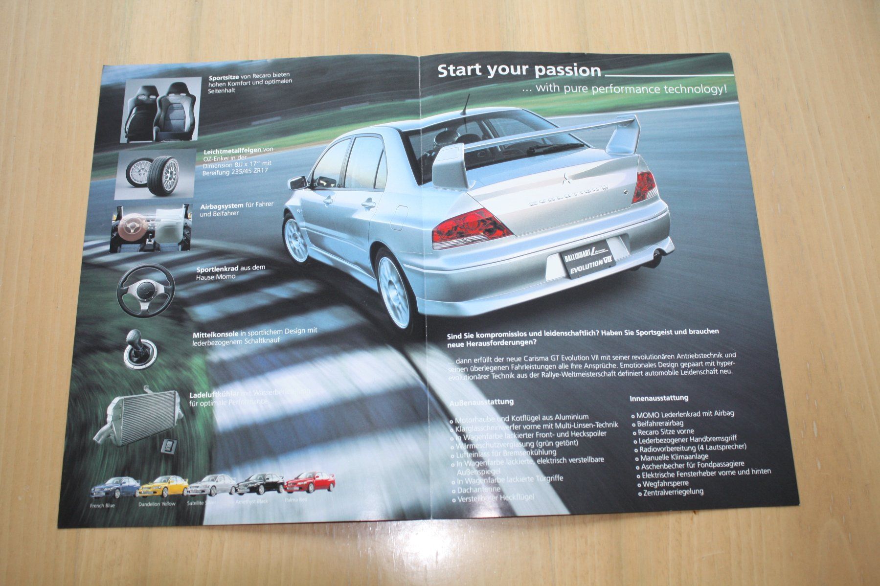 Mitsubishi Documenti: Mitsubishi Carisma GT Evolution VII Prospekt 2002 – Usato da Wikon venduto da erwin400 1