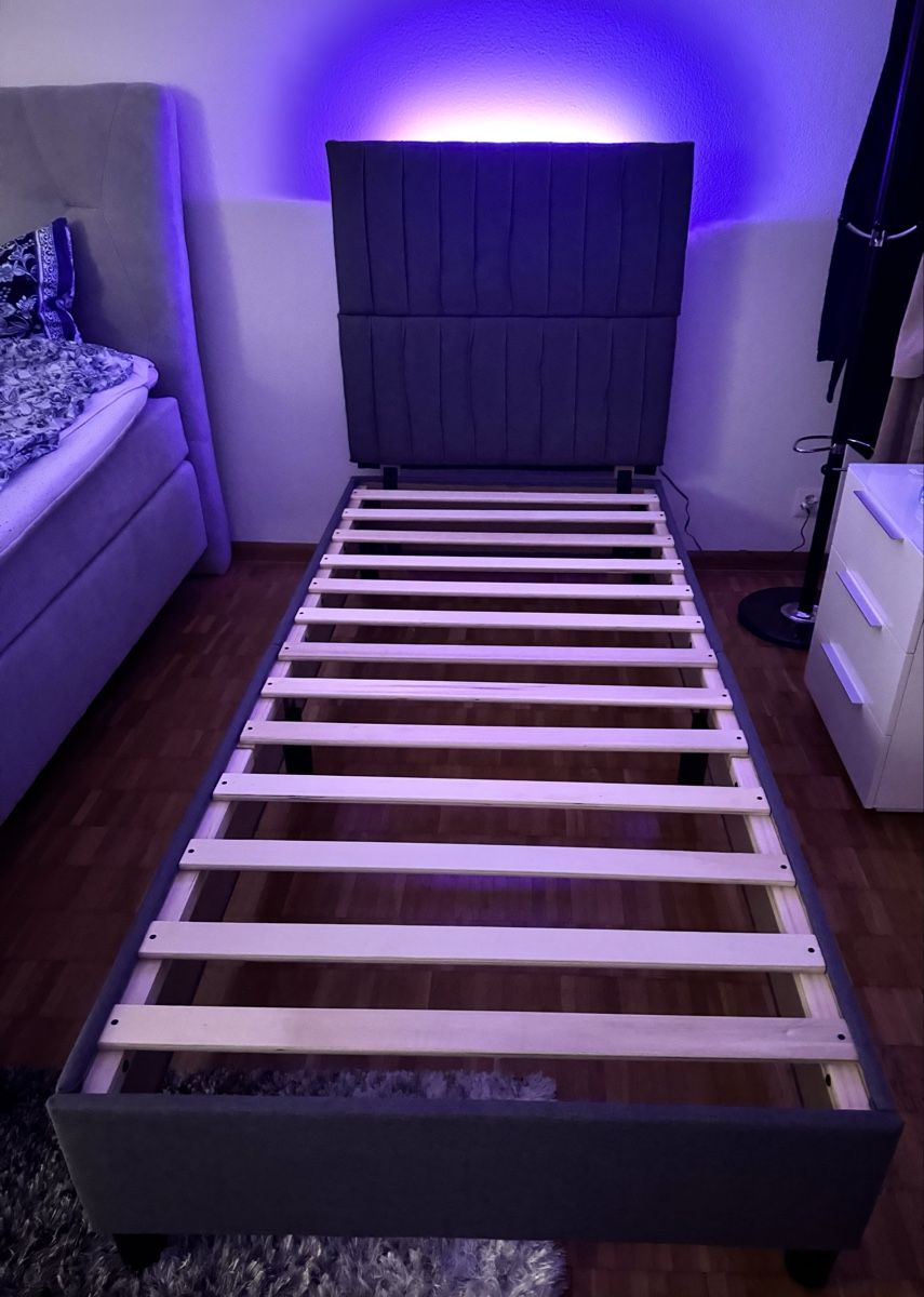 Letti: Modernes Boxspringbett grau 90x200cm mit LED Beleuchtung – Nuovo (secondo la descrizione) da Aesch BL venduto da Bet91 6