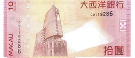 Macau 10 Patacas 2013 BNU P-80 Yellow Tone UNZ