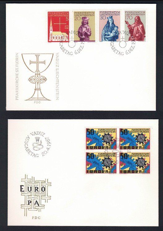 Alle Briefmarken: FDC Liechtenstein 1966-1968 – Gebraucht aus Pfäffikon ZH von Romulus 2