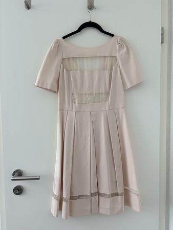 Axara Paris Kleid beige mit Mesh-Einsätzen Grösse 38 neu