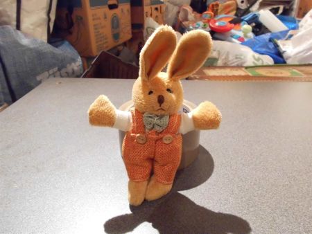 Hase mit Latzhosen, orange/Fliege