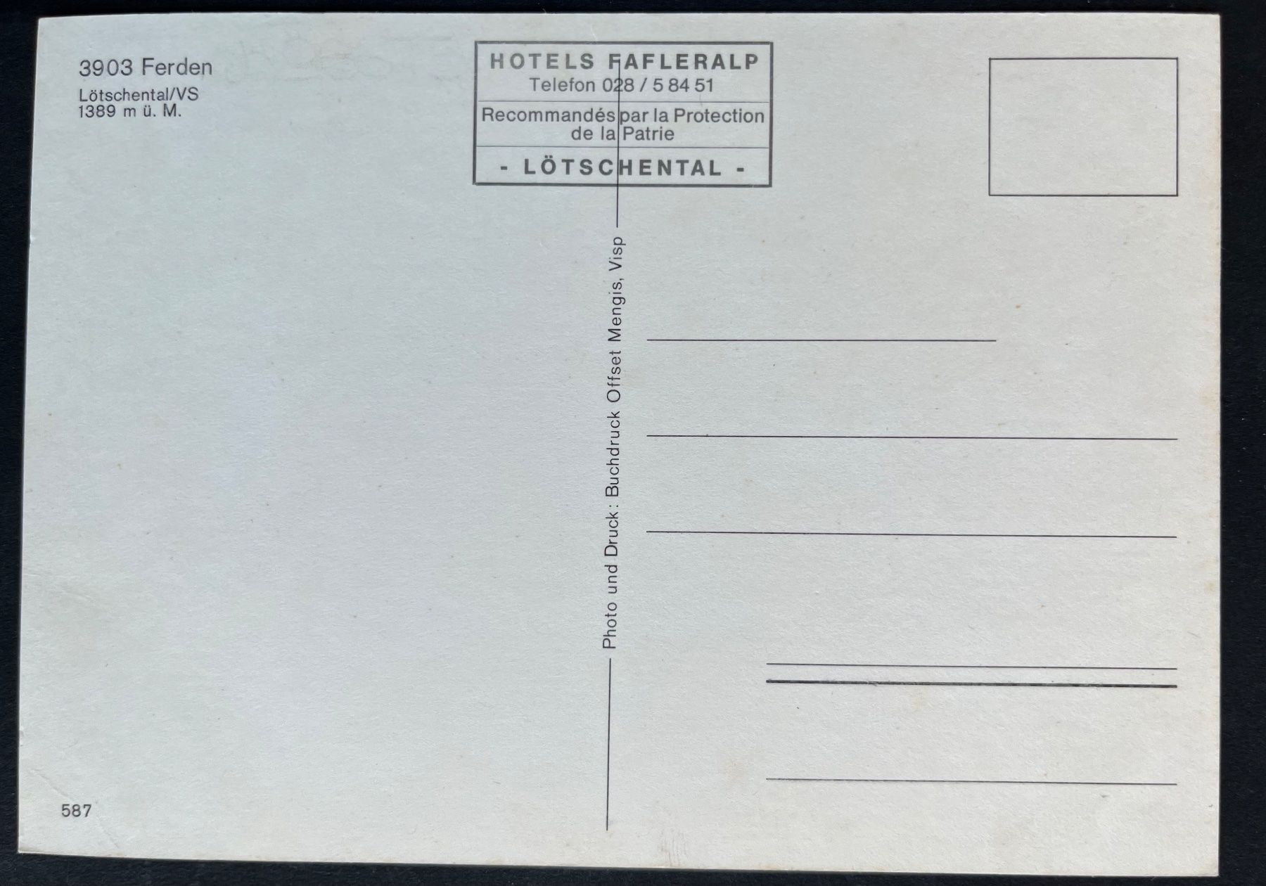 Cartoline postali: Ferden Kippel Blatten im Lötschental/ ca 1970 – Usato da Ostermundigen venduto da DaxKarten-75 1
