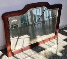 Wunderschöner Vintage Wandspiegel Holz Facettenschliff 96x71
