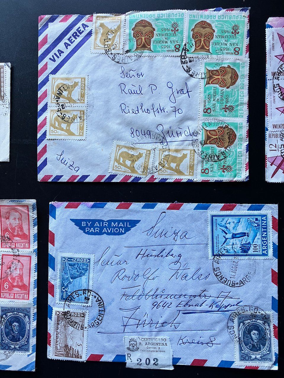 Alle Briefmarken: 6 Belege Argentinien – Gebraucht aus Nesslau von zueri6 2