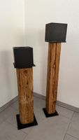Dekorative Säulen Holz Metall 2er Set 70cm 80cm neuwertig