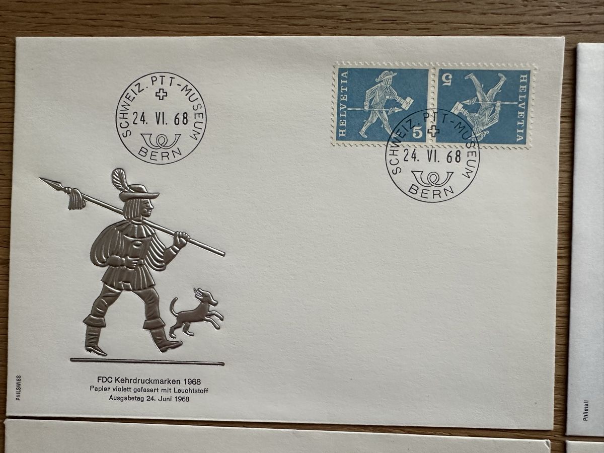 Tutti i francobolli: Schweiz - 5x Kehrdruck FDC – Usato da Schmitten / FR venduto da Samsara169 1