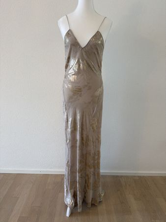 ZARA Maxi Slip Dress Gold/Champagner – Grösse S – Rückenfrei