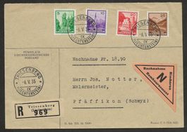R Nachnahme Brief Liechtenstein 1935 Triesenberg Pfäffikon
