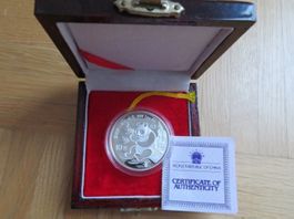 China 10 Yuan Münze Panda 1991 Proof + COA 1 Unzen Silber